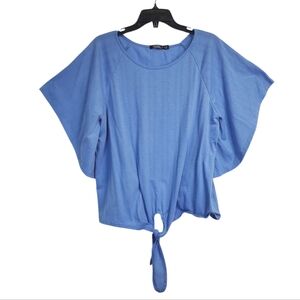 Cure. Women's Blue Top Wing Sleeves Size XL